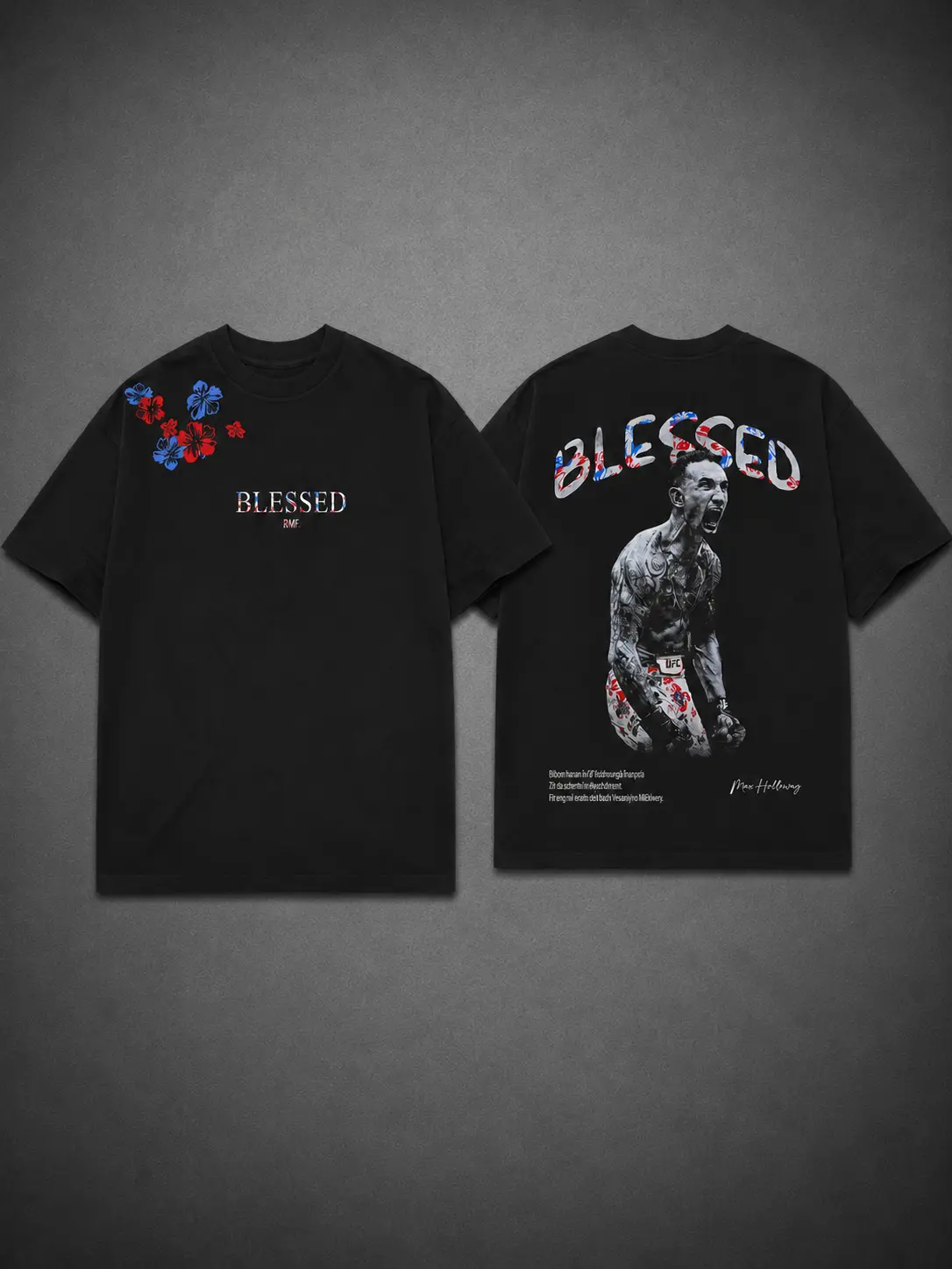 Blessed Hawaiian Fighter Graphic T-Shirt, Max Holloway Inspired Vintage MMA Shirt, Tropical Hibiscus Combat Sports Tee, Retro Fight Fan Oversized Graphic T Shirt, Island Warrior Streetwear Tee for Men Women, Gift for MMA and Boxing Fans