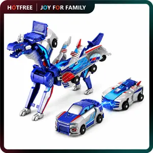 Hotfree Dinosaur Transformer Car Toy, Magnetic Cars Transform into Dinosaurs, Fun Collision Transforming Car Toys, Christmas Birthday Gift for Kids Boys Girls