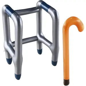 Inflatable Walker and Cane 2 Pcs Set - Old Man Costume Accessories Prop for Kids & Adults, 100 Day of School Old Lady Walking Stick for Boys Girls