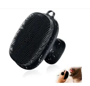 Face Scrubber, Silicone Face Scrubber for Men Facial Cleansing Brush Silicone Face Wash Brush Manual Waterproof Cleansing Skin Care Face Brushes for Exfoliating- Black