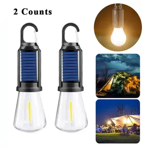 2-Pack Outdoor Solar LED Lights, USB Rechargeable, Portable Camping Lantern, Waterproof Flashlight, Multi-Function Handheld Bulb, Essential for Hiking Fishing