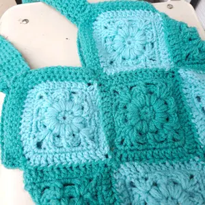 Crochet Bag - teal bag - Bulbasaur inspired bag - pokemon - granny square bag