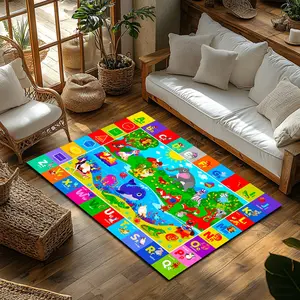 Kids Educational Alphabet Animal Flannel Area Rug - Colorful ABC LearningMat with Ocean & Land Animals, Shapes, Non-Slip Soft Play Rug for Nursery&Playroom #EducationalAlphabetRug #ABCAnimalMat #NurseryOceanLandDecor #KidsPlayroomCarpet #NonSlipFlannelRug