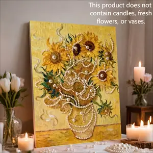 DIY Pearl Painting Kit with Sunflower, Cherry Blossom and Rose Floral Patterns, Partial Pearl Inlay Mosaic Art, Perfect for Home Wall Decor. Stress Relief Handmade Craft with Warm Wishes, Ideal Holiday Gift for Valentine’s Day, Birthday and DIY Art Lovers