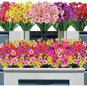 20 Bouquet Outdoor Flowers, UV Resistant Spring Summer Decor, Non-Fading Plastic Plants Decorative Flowers for Garden Porch Window Box Decoration