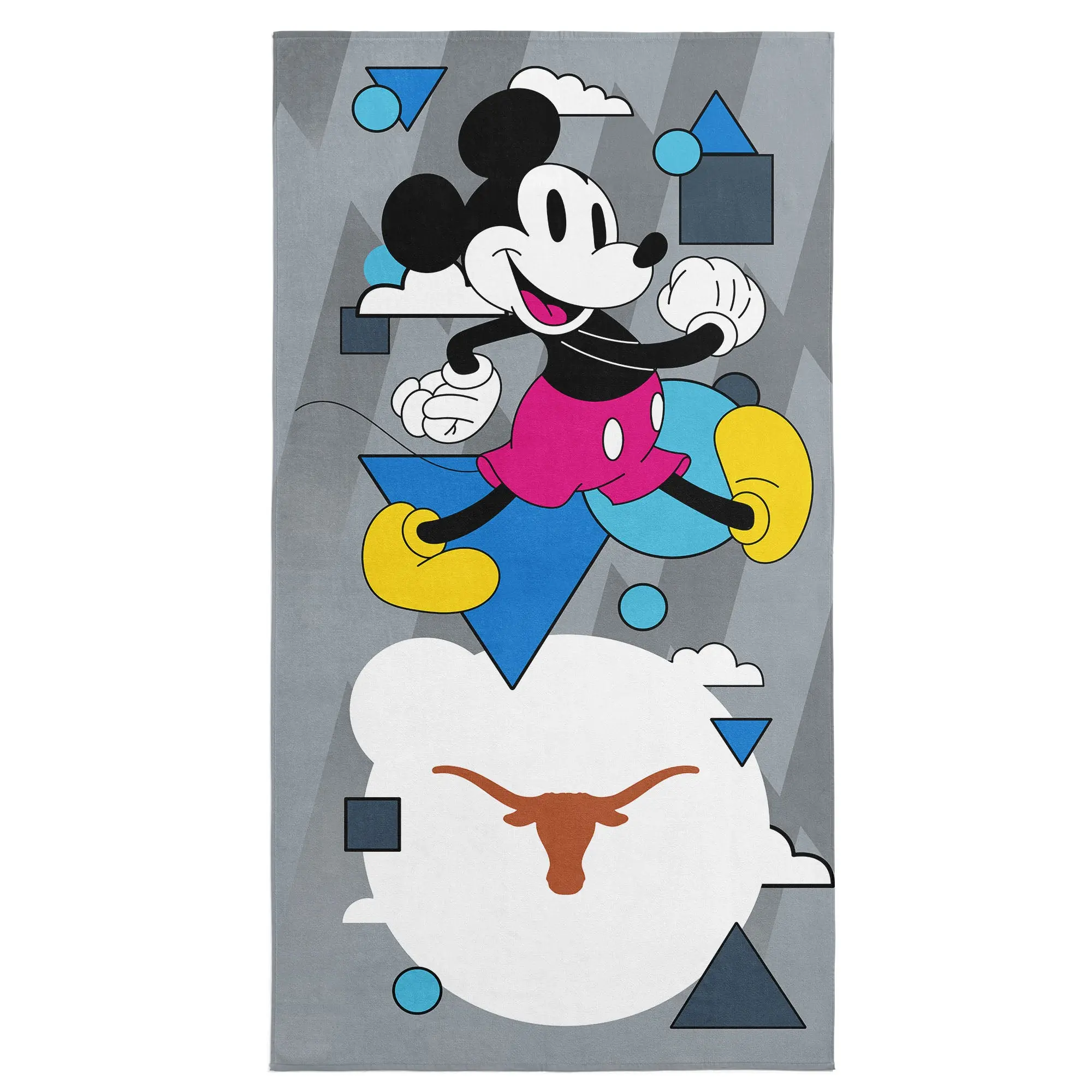 Collegiate University of Texas Mickey Mouse Good Vibes Grey Microfiber Beach Towel 30x60 inches