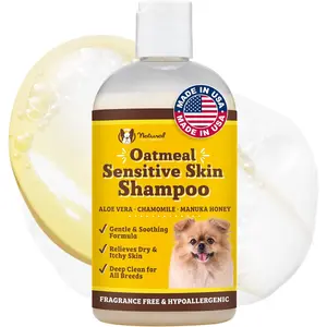 Natural Dog Company Oatmeal Shampoo for Dogs with Sensitive Skin, Ideal Anti Itch and Puppy Shampoo Oatmeal Itch Relief Dog Dandruff Shampoo, Aloe Itchy Skin Relief for Dogs 12 oz