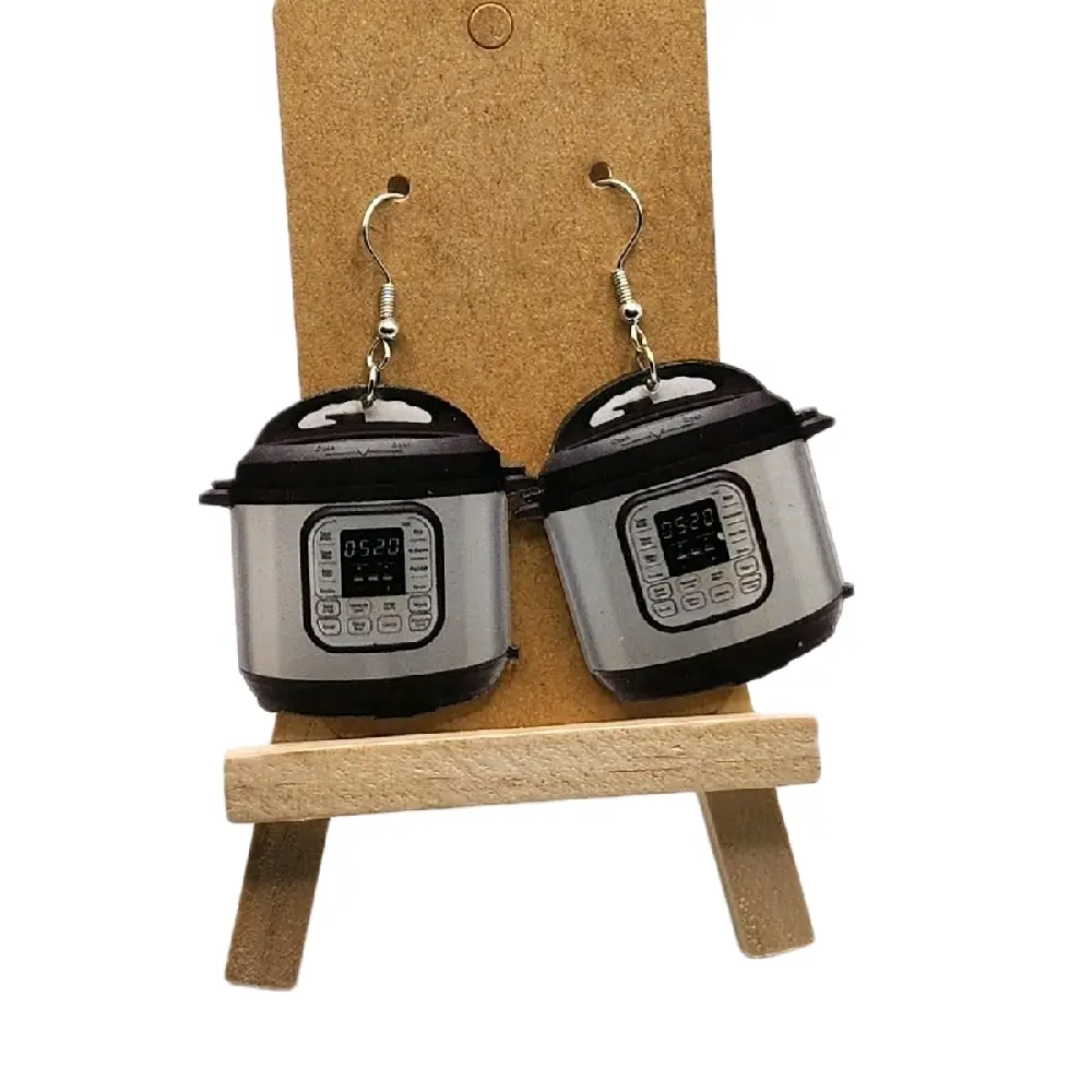 Kitchen Appliance Hook Earrings - Fun, Unique Plastic Earrings with Electronic Display for Whimsical Fashion Style