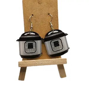 Kitchen Appliance Earrings - Fun Unique Plastic Hook Earrings with Electronic Display for Whimsical Style