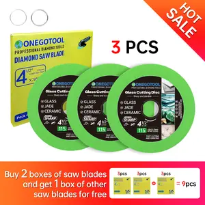 ONEGOTOOL 4-1/2x7/8 inch Tile Cutter Glass Cutting Disc for Angle Grinder Glass Ceramic Diamond Cutting Blade Disc for Grinding Jade, Crystal, Wine Bottles. (3PCS)