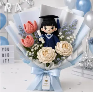 { CUTE DOLL } 2026 Graduation Crochet Bouquet Gift | Personalized Handmade Flower & Graduate Doll | Memorable Senior Gift for Daughter, Friend & Classmate