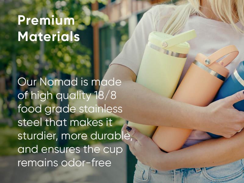 Nomad 40 oz Tumbler with Handle and Sip Lid, Leakproof Tumbler, Tumbler Lid Straw, Double Insulated Tumblers Stainless Steel