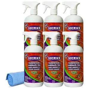 Folex Hardwood, Laminate, Tile, Hard Surface & Floor Cleaner with Reusable Cleaning Cloth, Fresh Almond Scent, Residue and Streak Free - 6 Pack