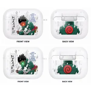 Anime Rock Lee AirPods Case with Keychain, Frosted PC Protective Cover for AirPods Pro, Funny Manga Earbuds Case Gift for Him Her