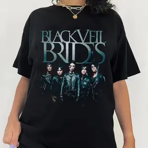 Women's Casual Cotton Crew Neck Lady T-Shirt, Black Veil Brides Logo Print Gothic Rock Band Graphic Streetwear Top TE033