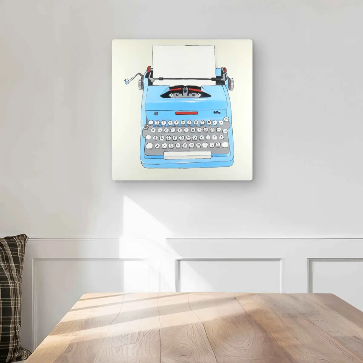 Begin Home Decor C1MP161685XZZ2 16 x 16 in. Blue Typewriter Machine - Metal Print Wall Art for Home Decor