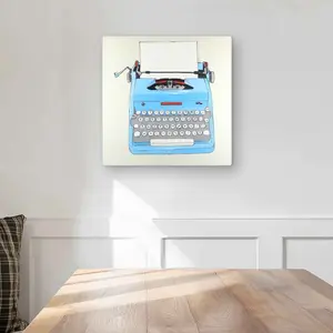 212 MAIN 16x16 in. Lightweight Aluminium Unframed Art Print - Artistic Blue Typewriter Illustrations, Artistic Style, Artwork, Colored, Graphic Blue Designs, Modern Home Decor (Home Supplies, Posters & Prints), Artistic Style Prints