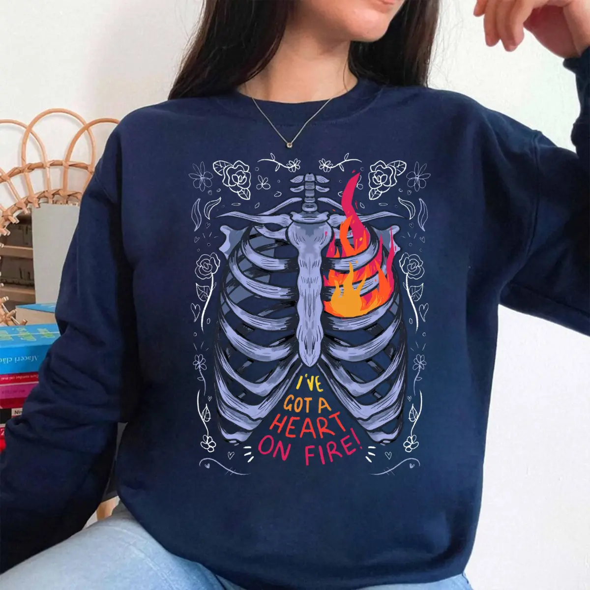 I've Got a Heart on Fire Sweatshirt, Romantic Graphic Crewneck, Vintage Love Pullover, Cozy Everyday Gift