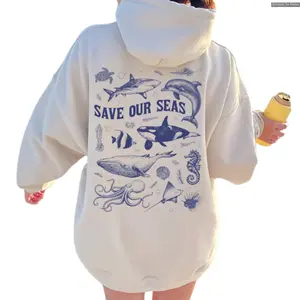 Save Our Seas Sweatshirt or Hoodie, Ocean Life, Beach Oversized Hoodie, Unisex Hoodie , Solid Colors