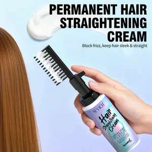SEVICH Keratin Hair Straightening Cream with Built-in Comb, Argan Oil, No Damage, Instant Smooth for Frizzy Dry Hair