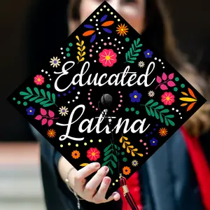 Educated Latina Printed Grad Cap Topper, Mexican Grad Cap Topper, Latin Graduation Decoration, Class of 2025