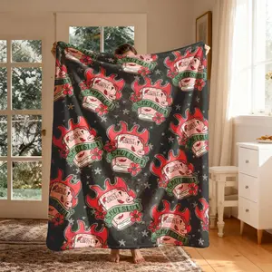 Smut Slut Themed Flannel Throw Blanket Large Size Soft Lightweight Warm for All Seasons, Ideal for Bed Sofa Office Camping Travel Gift