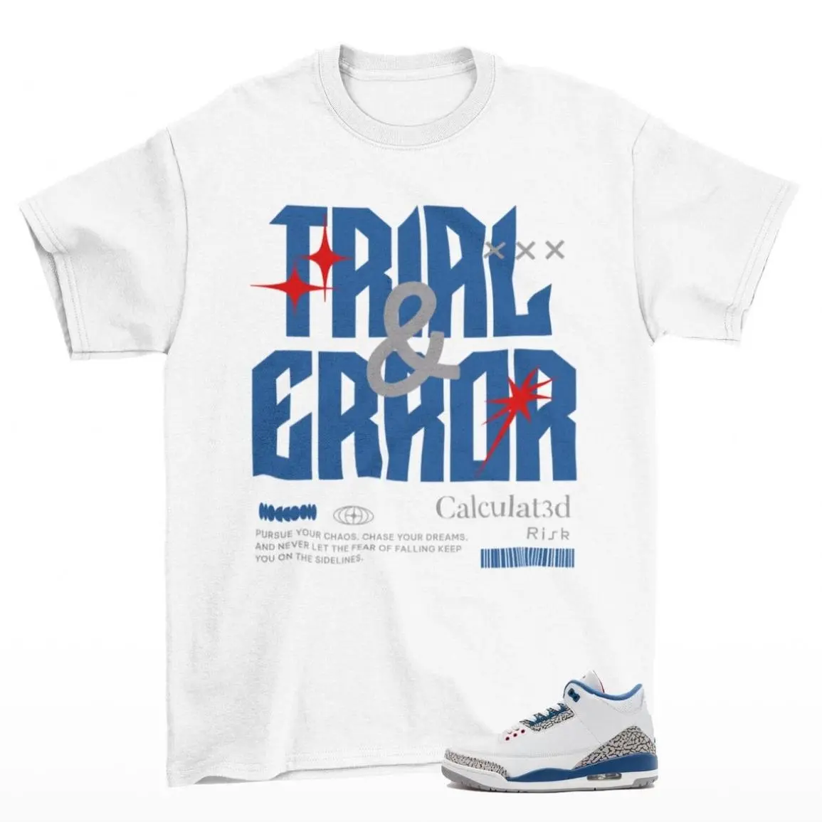 3 True Blue Shirt, 3 True Blue Graphic T-Shirt, Risky Tee Match Sneaker