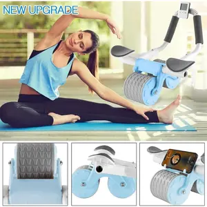Orange Health Belt Table Ab Roller Wheel with Timer & Knee Pad for Effective Core Strengthening and Workout Progress Monitoring
