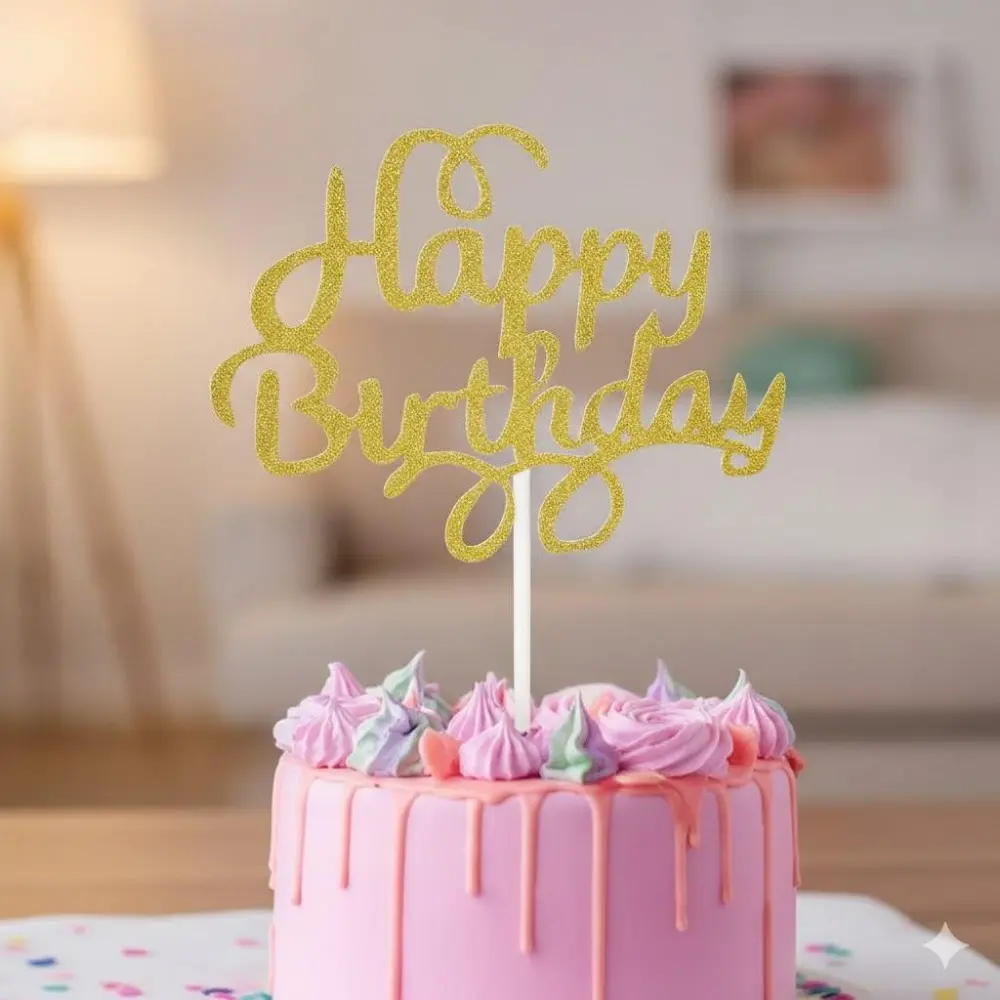 Durable Anti-Oxidation Metal Cake Topper Set, Glitter Cake Decorations for DIY Birthday Party Dessert Table, Photo Booth Props for Holiday Gatherings, Sweet Treats Decor Signage