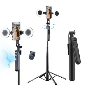 Automatic Face Tracking Tripod, 360-Degree Rotatable Phone Camera Bracket with Fill Light, Phone Camera Bracket with Remote Control & Gesture Control, Selfie