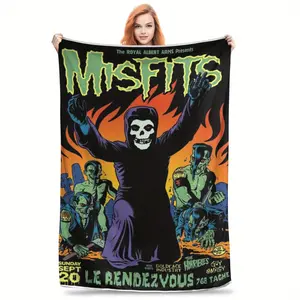 Misfits themed printed flannel blanket - all season comfort, perfect for couch, camping, naps, travel, holiday gifts.