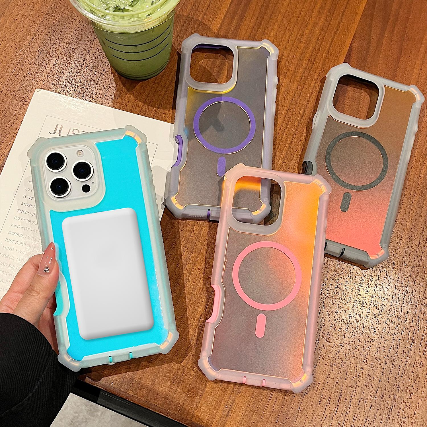 For iPhone 17 Pro Max Case/17 Air/17 Pro/17 16 15 14 13 , Iridescent Back, Magnetic Support for MagSafe Shockproof Cover, Crystal and Corner High-Duty Protection for Girls Women