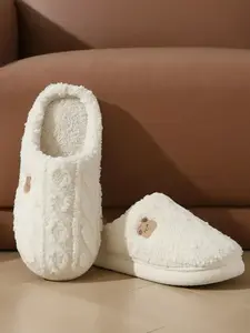 Women's Cute Cartoon Bear Design Plush Slippers, Fuzzy Warm Slippers, Casual Soft Comfortable Home Slippers, Fuzzy House Slippers, Warm for Indoor & Outdoor Use for Fall & Winter, Slippers Shoe, Warm Home Shoes