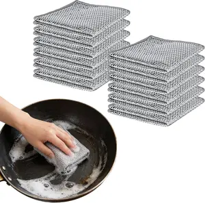 12PCS Non-Scratch Steel Wool Dishcloth Set, Multi-Purpose Wire Cleaning Cloths for Kitchen, Dishes, Pots, Pans, Bathroom & Household Cleaning Supplies