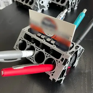 [Car Themed Desk Accessory] Automotive Themed Engine Block Desk Organizer - ABS Business Card and Pen Holder for Car Enthusiasts Multifunctional Stationery
