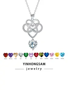 Infinity Love Knot Heart CZ Birthstone Necklace for Women, Irish Pendant Good Luck Jewelry Gifts for Women, Trendy All-match & Exquisite Jewelry for Birthday Gift