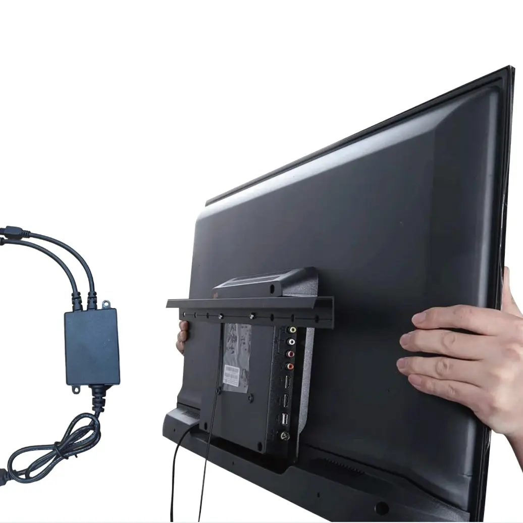 Auoace No Stud TV Wall Mount with LED Lights for 13-55 Inch TVs – Heavy Duty No Drill Drywall TV Bracket Holds up to 99 lbs, Built-in Level & Security Cable, Max VESA 400x400mm, Damage Free DIY Easy Install