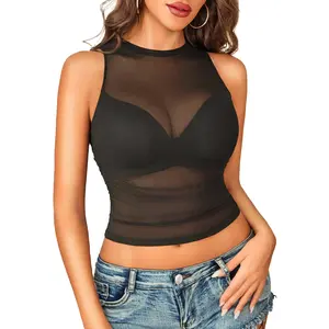 Avidlove Women Camisole Tops Sexy Mesh Tank Tops Cami Y2K See Through Undershirts Mini Going Out Top Lingerie