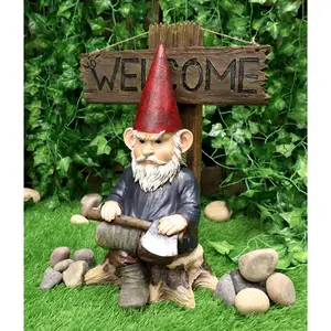 Ebros Grinchy Rude Angry Gnome With Axe Welcome Statue Home Greeter Unwelcome