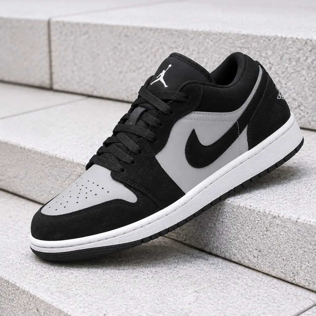 Nike Air Jordan 1 Low Black Light Smoke Grey White Men's Fashion Sneaker New
