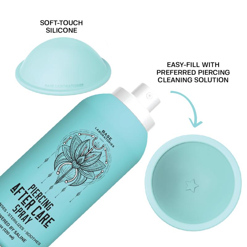 Base Laboratories Nipple Piercing Cleaner & Aftercare Soaker Set | Hands-Free Use with Saline or Cleaning Solution | Nipple Piercing Kit for Women