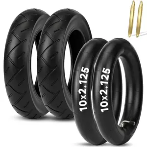 10x2.125 Electric Scooter Tire & Tube Set (2 Pack), Compatible with Segway Ninebot F20 F30 F40 D40X & Gotrax G4, 10 Inch Pneumatic Replacement Wheels,90° Bent Valve, Includes 2 Tire Levers