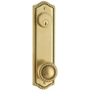 Emtek 7995MN Dummy Pair Keyed , Sideplate Locksets Rope 5-1/2" Center to Center Keyed , Melon Knob