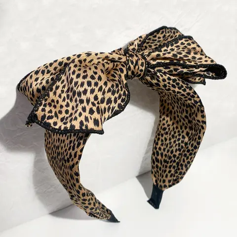 Leopard Print Bow Decor Satin Fashion Headband for Women & Girls, High Head Thick Sponge Non-slip Wide Band Hair Hoop for Daily Wear, Party, Daily Clothing Decor, Thick Material, Hair Accessory, Durable Headband, No Slip Headbands, Hairbands