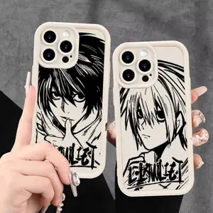 Minimalist Dark anime D-DEATH N-NOTE phone case For iPhone 17/16/15/14/13/12/11/Pro/ProMax/Plus/Air/Xsmax/E, Anti Fall Soft TPU Back Cover, Shockproof Cover, Funny Phone Case, Manga Merchandise, Multiple Color Options, Creative Design Birthday Gift