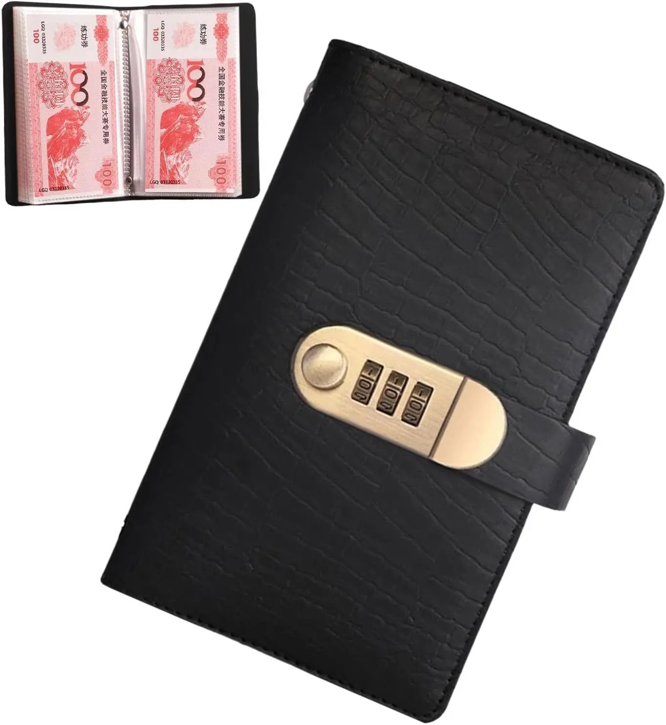 2027 Upgraded A6 Compact Lockable Savings Notebook with Password Lock - PU Leather Croco Texture Side Loader, Easy-to-Carry Budget Saving Planner, Ideal GF Gift for Home & Festive Supplies