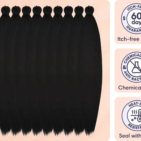 Women's Pre-Stretched Gyal Box Braiding Hair Extensions, 16in (32in End-to-End) Synthetic Artificial Hair, 8 Bundles, No Itch, ACV Rinsed, Hypoallergenic, Hot Water Setting, No Color Bleed, Protective Styling, #4 Medium Brown, #51 Salt and Pepper