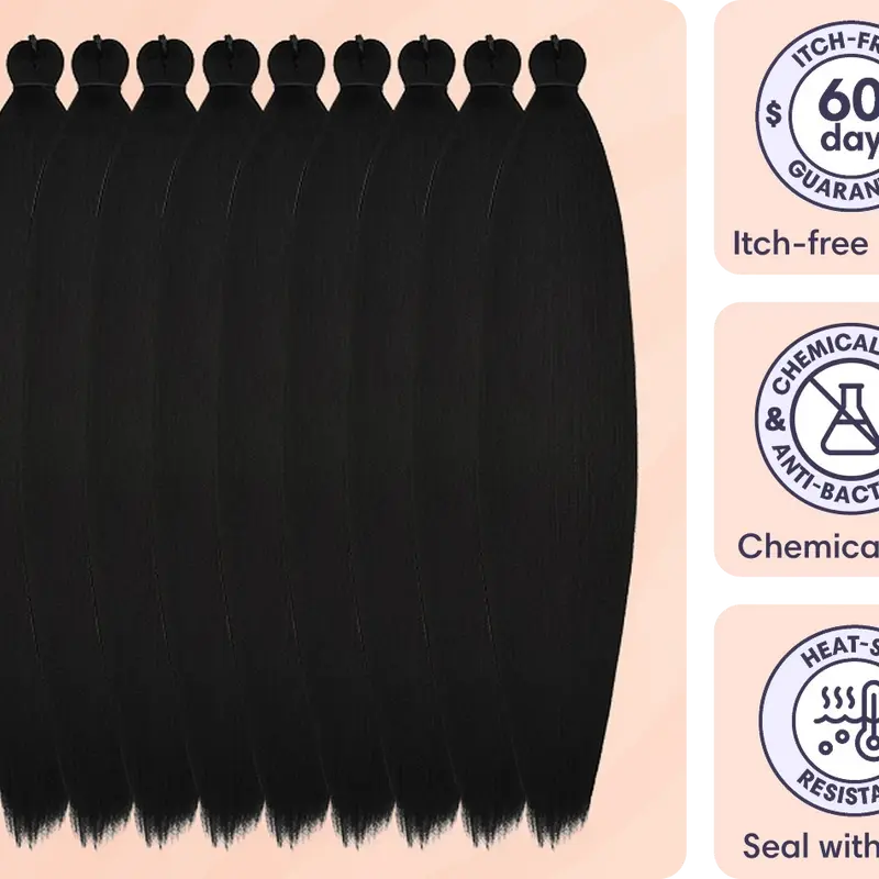 Women's Pre-Stretched Gyal Box Braiding Hair Extensions, 16in (32in End-to-End) Synthetic Artificial Hair, 8 Bundles, No Itch, ACV Rinsed, Hypoallergenic, Hot Water Setting, No Color Bleed, Protective Styling, #4 Medium Brown, #51 Salt and Pepper