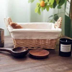 European Country-Style Woven Bread Basket with Two Handles