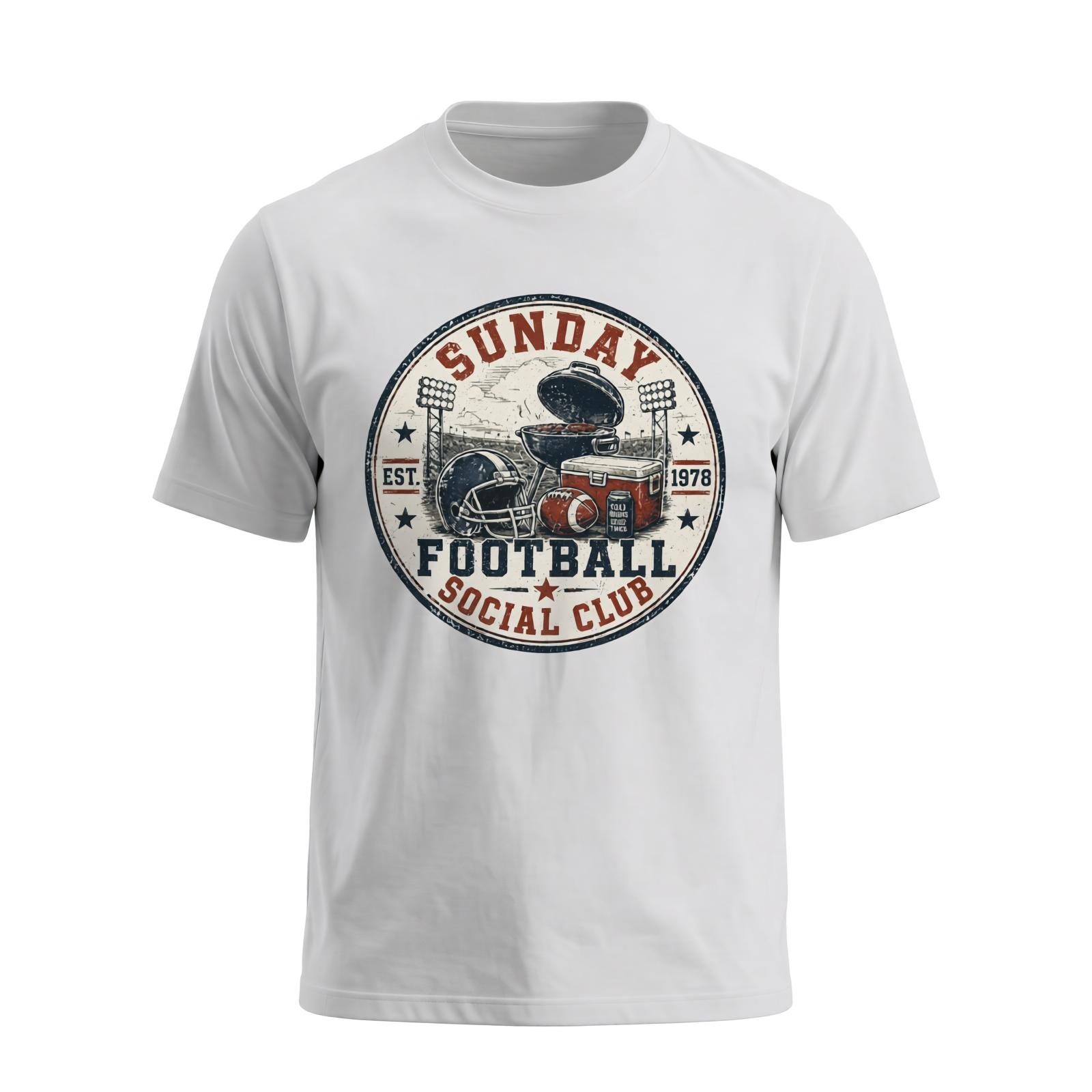 Men's Vintage Print Short-Sleeve Casual Football Tailgate Tee - Breathable Soft Cotton Unisex Menswear Top for Game Day BBQ Parties